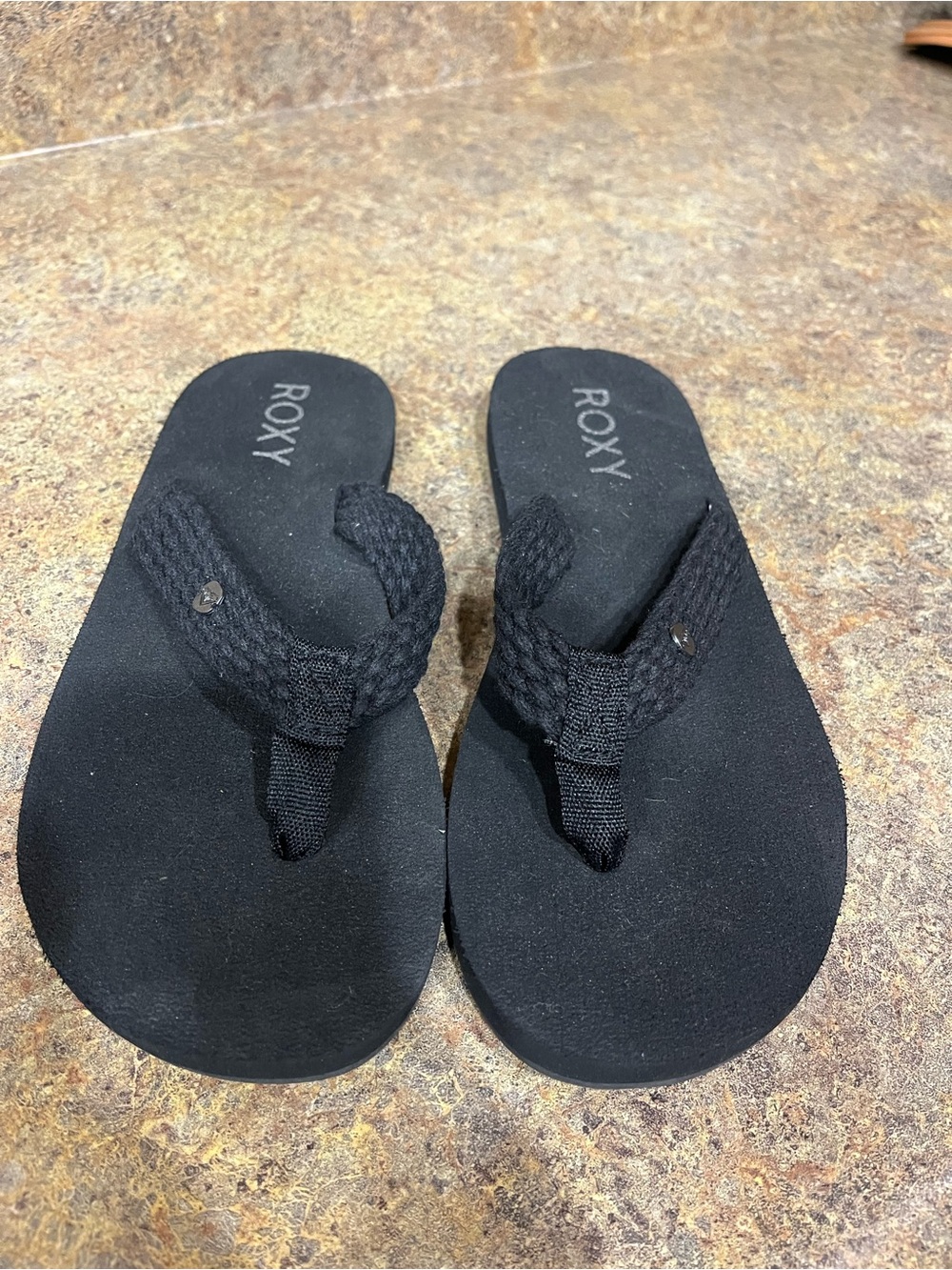Roxy Tidepool Flip Flops Womens 9 Black Braided Comfort Sandals EU 40